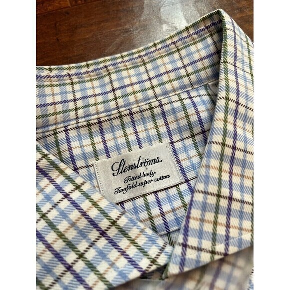 Stenstroms Fitted Body Two Fold Super Cotton Button Down Dress Shirt 19 48 - Picture 4 of 9
